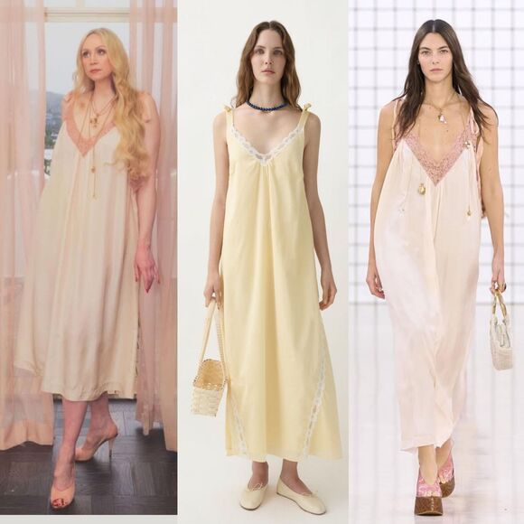 VTG Empire Waist Nightgown Maxi Slip Lingerie Lace Trim Sheer Romantic Boho - Picture 4 of 11